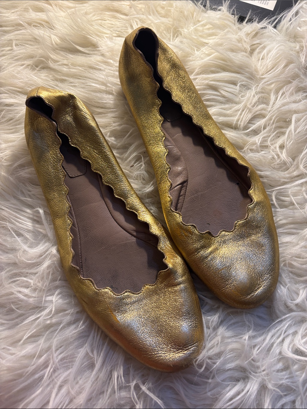 Chloe “Lauren” Flats In Gold Metallic